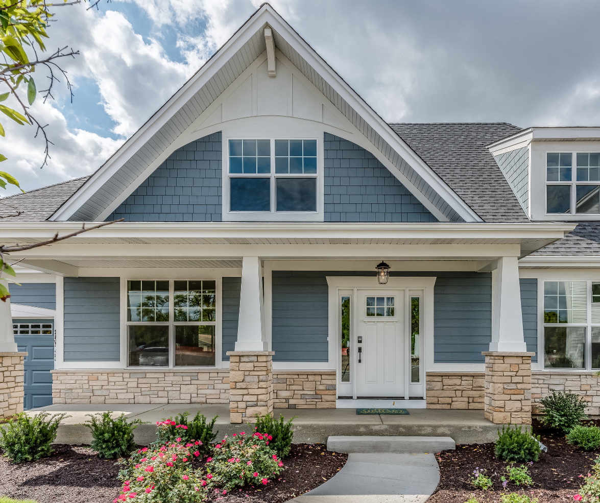 Modern home exterior with new siding